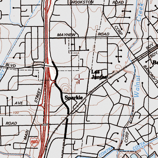 Topographic Map of Las Juntas, CA