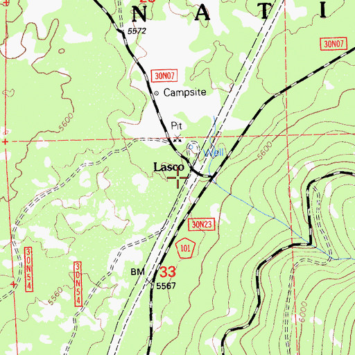 Topographic Map of Lasco, CA