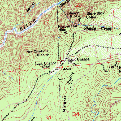 Topographic Map of Last Chance, CA