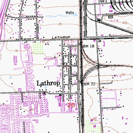 Topographic Map of Lathrop, CA