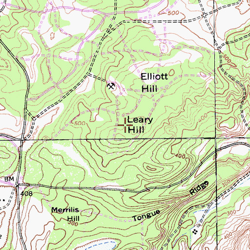 Topographic Map of Leary Hill, CA