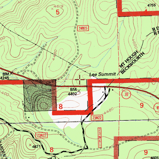 Topographic Map of Lee Summit, CA