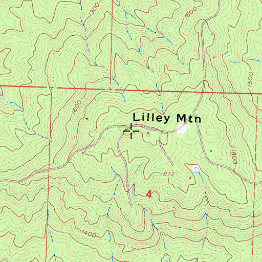 Topographic Map of Lilley Mountain, CA