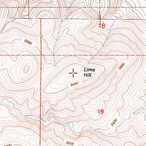 Topographic Map of Lime Hill, CA