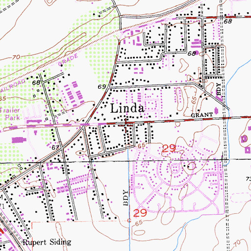 Topographic Map of Linda, CA