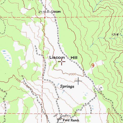 Topographic Map of Liscom Hill, CA