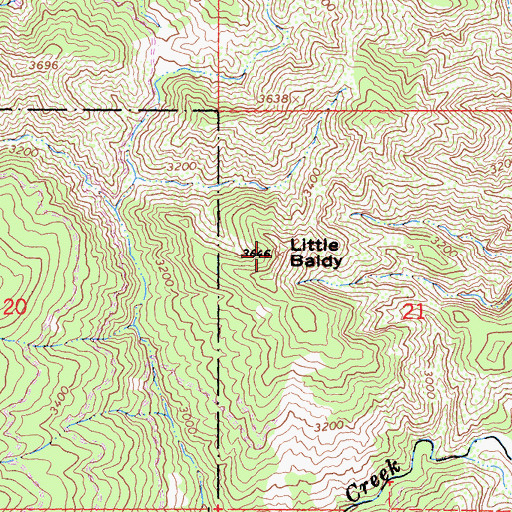 Topographic Map of Little Baldy, CA