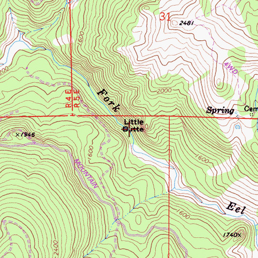 Topographic Map of Little Butte, CA
