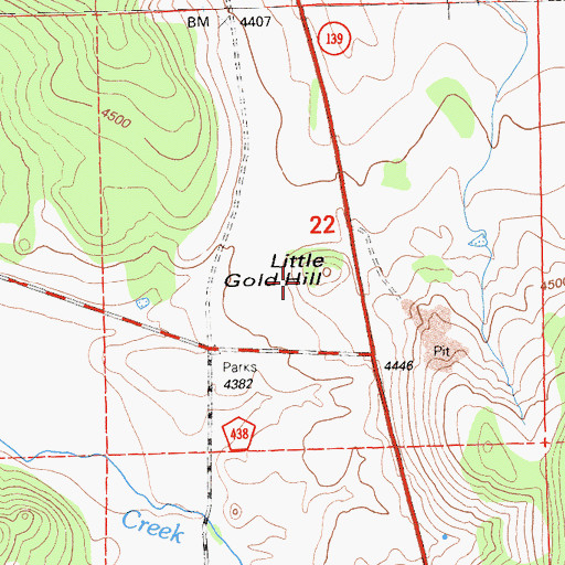 Topographic Map of Little Gold Hill, CA
