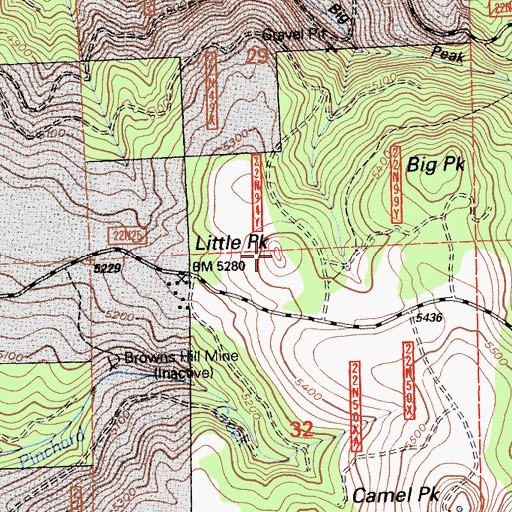 Topographic Map of Little Peak, CA