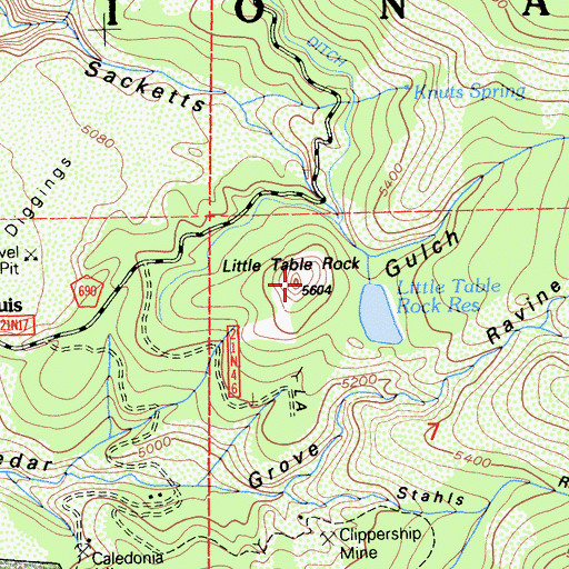 Topographic Map of Little Table Rock, CA