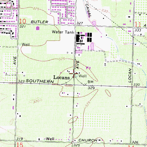 Topographic Map of Locans, CA