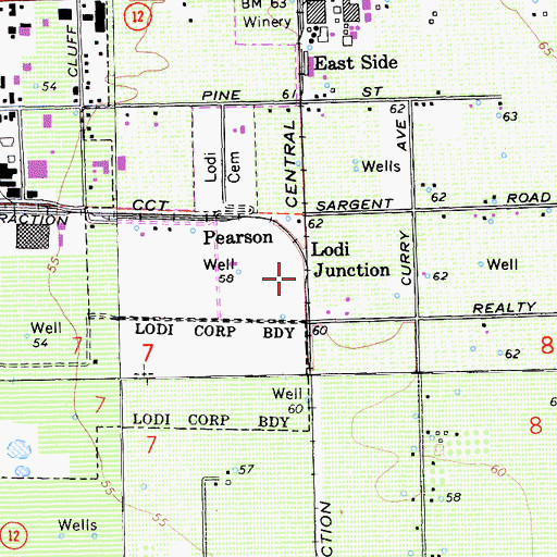 Topographic Map of Lodi Junction, CA