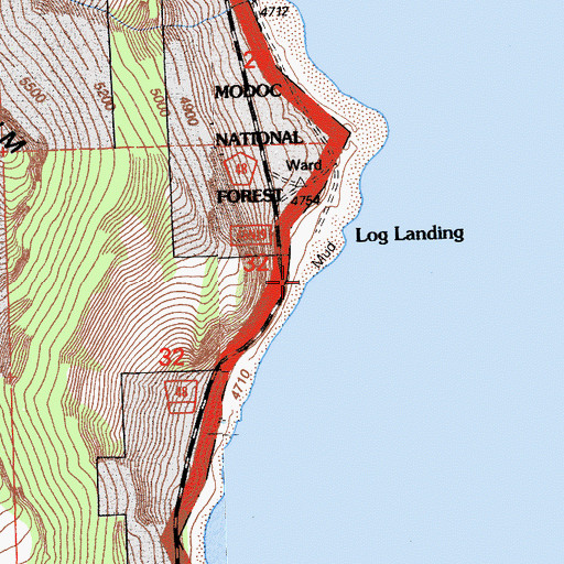 Topographic Map of Log Landing, CA