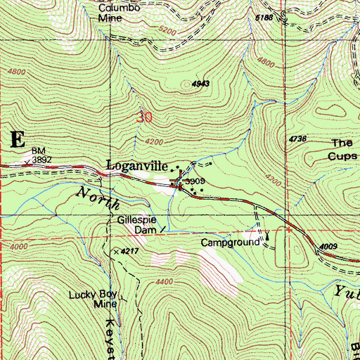 Topographic Map of Loganville, CA