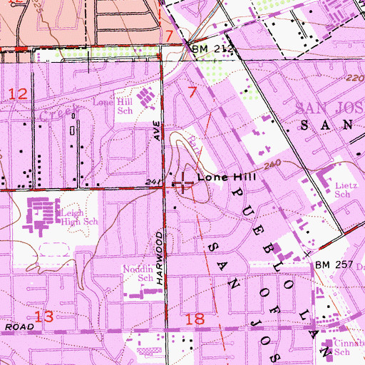 Topographic Map of Lone Hill, CA