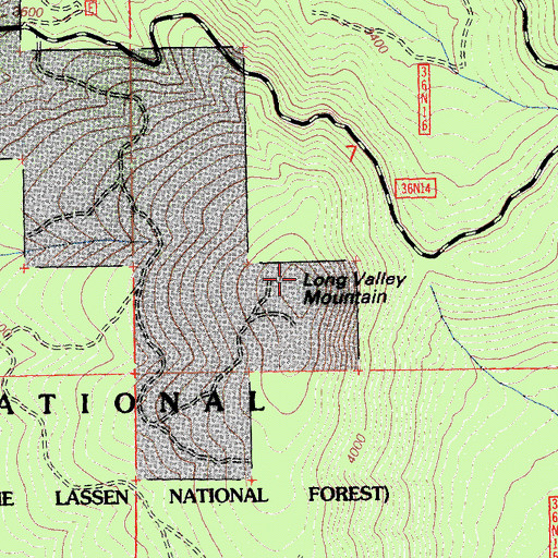 Topographic Map of Long Valley Mountain, CA