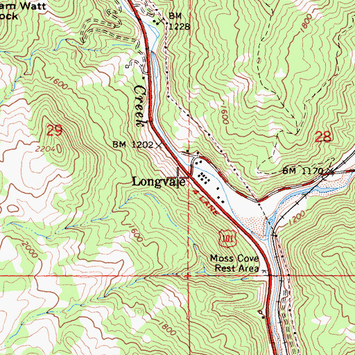 Topographic Map of Longvale, CA