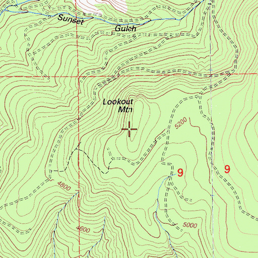 Topographic Map of Lookout Mountain, CA
