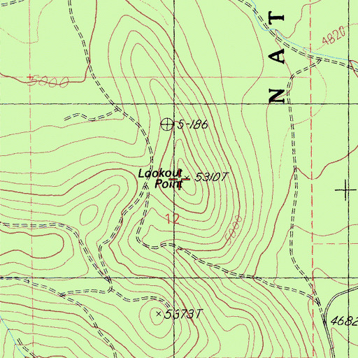 Topographic Map of Lookout Point, CA