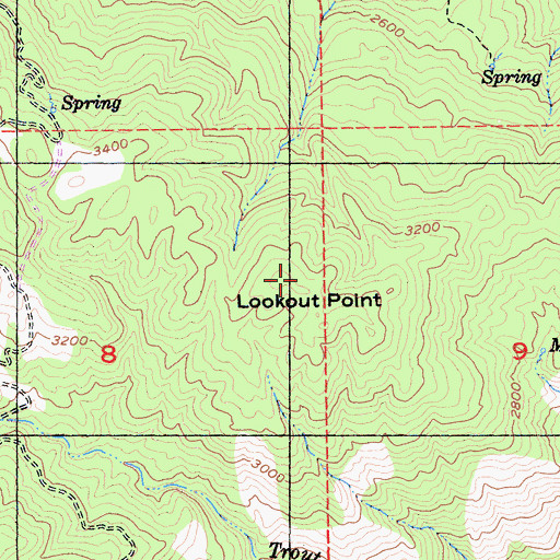 Topographic Map of Lookout Point, CA