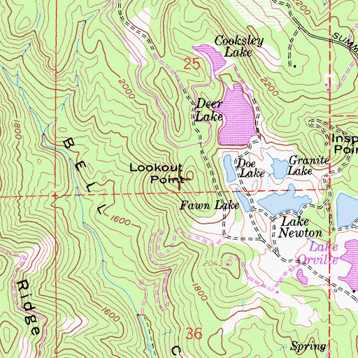 Topographic Map of Lookout Point, CA