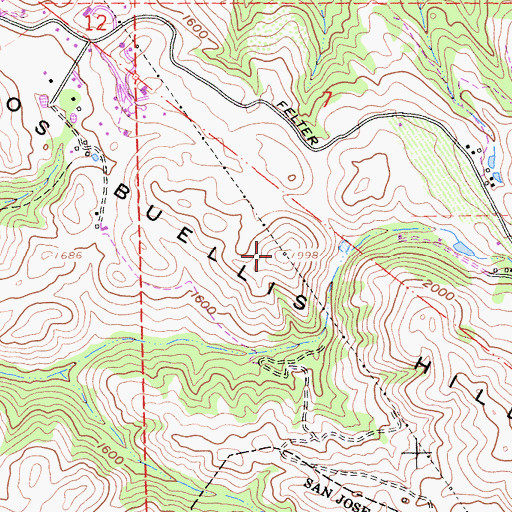 Topographic Map of Los Buellis Hills, CA