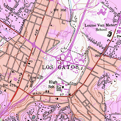 Topographic Map of Los Gatos, CA