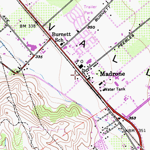 Topographic Map of Madrone, CA