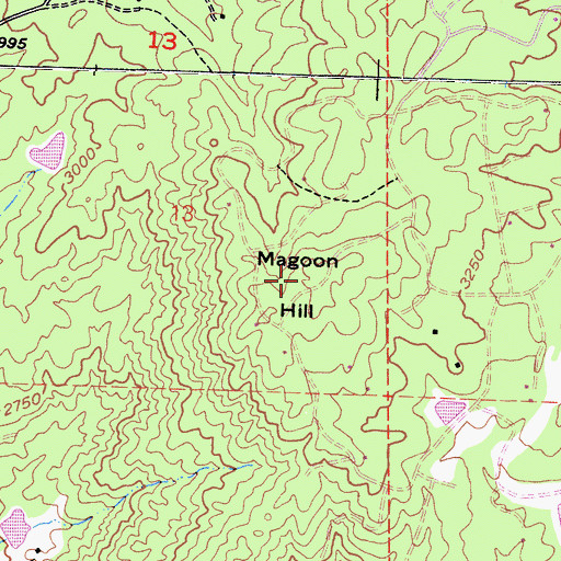 Topographic Map of Magoon Hill, CA