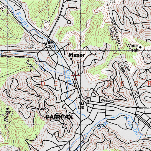 Topographic Map of Manor, CA