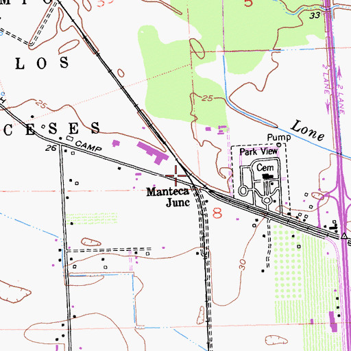 Topographic Map of Manteca Junction, CA