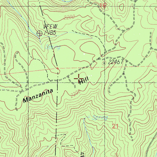 Topographic Map of Manzanita Hill, CA