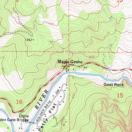 Topographic Map of Maple Grove, CA