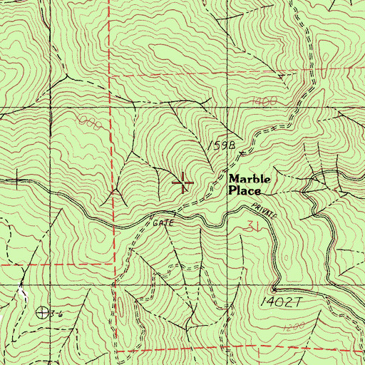 Topographic Map of Marble Place, CA