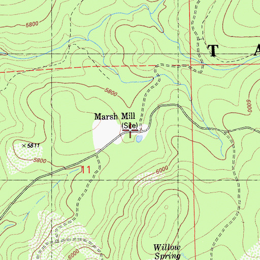 Topographic Map of Marsh Mill, CA