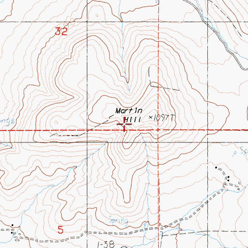 Topographic Map of Martin Hill, CA