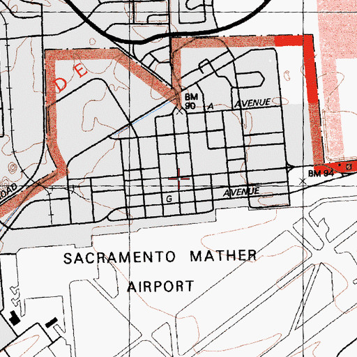 Topographic Map of Mather Field, CA