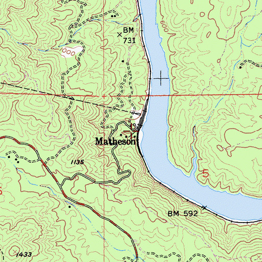 Topographic Map of Matheson, CA