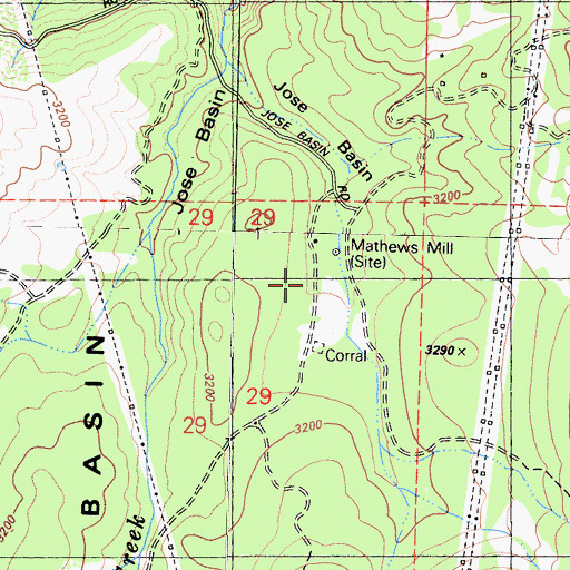 Topographic Map of Mathews Mill, CA
