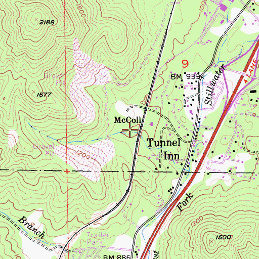 Topographic Map of McColl, CA