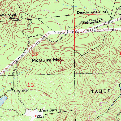 Topographic Map of McGuire Mountain, CA