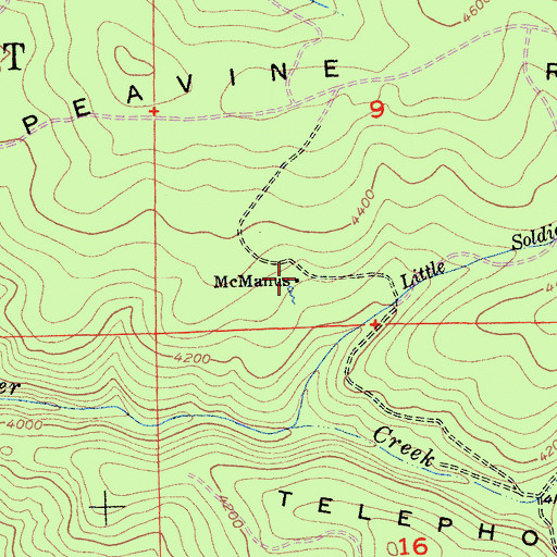 Topographic Map of McManus, CA