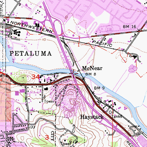 Topographic Map of McNear, CA
