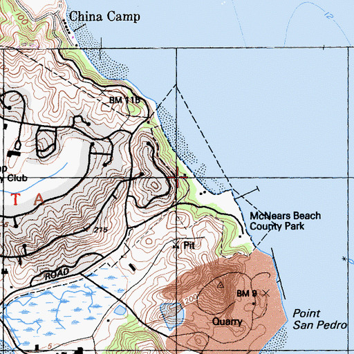 Topographic Map of McNears Beach, CA