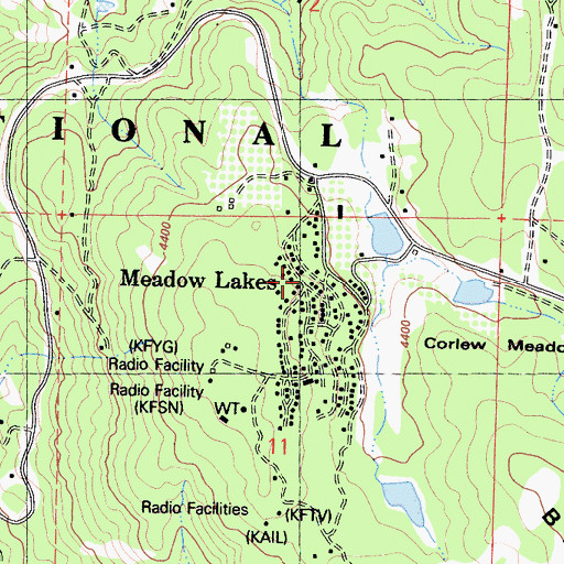 Topographic Map of Meadow Lakes, CA