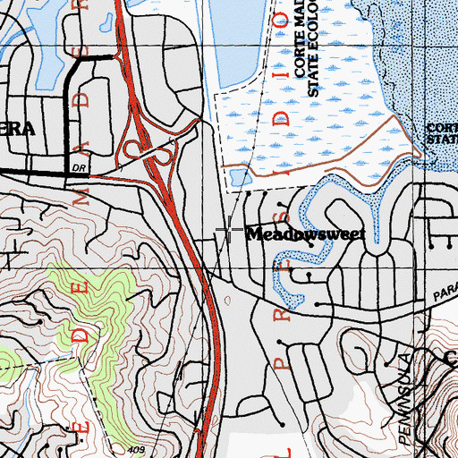 Topographic Map of Meadowsweet, CA