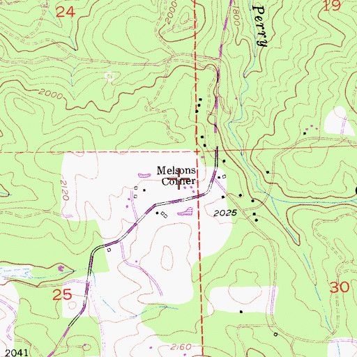 Topographic Map of Melsons Corner, CA