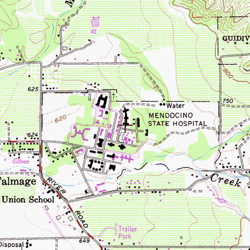 Topographic Map of Mendocino State Hospital, CA