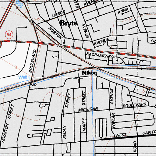 Topographic Map of Mikon, CA